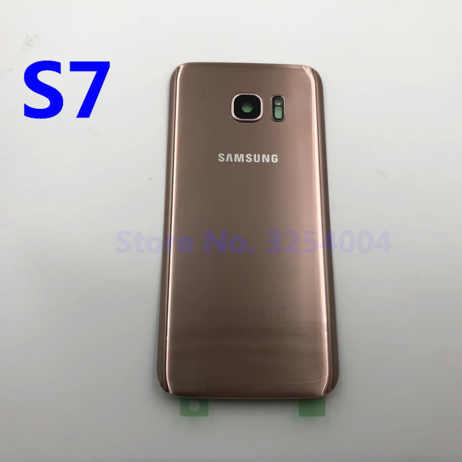 S7 Pink Для samsung Galaxy S7 Edge G935 S7 G930 задняя крышка батарейного отсека Корпус Замена запчастей+ Ушная камера стеклянная рамка объектива - Цвет: S7 Pink