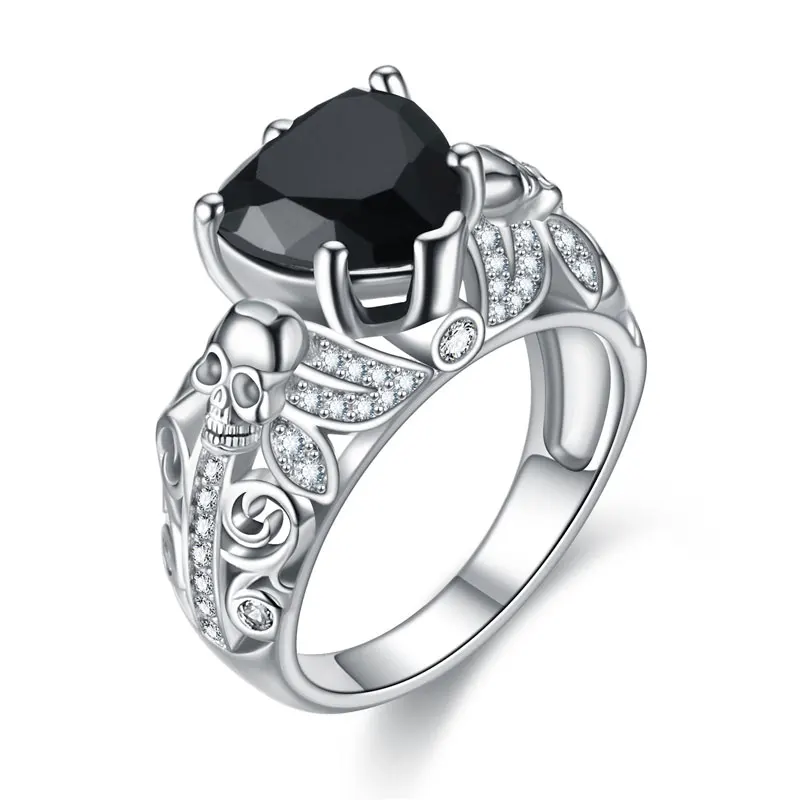 Череп Классический готический стиль Цвет Кристалл Циркон Кольца для женщин