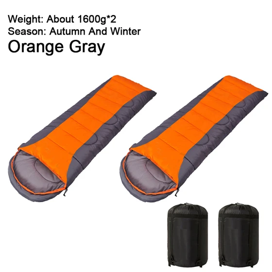 Orange Set 1600G WEST BIKING, 4 сезона, спальный мешок для кемпинга, легкий теплый и холодный конверт, альпинистский спальный мешок для путешествий на открытом воздухе, пеших прогулок - Цвет: Orange Set 1600G