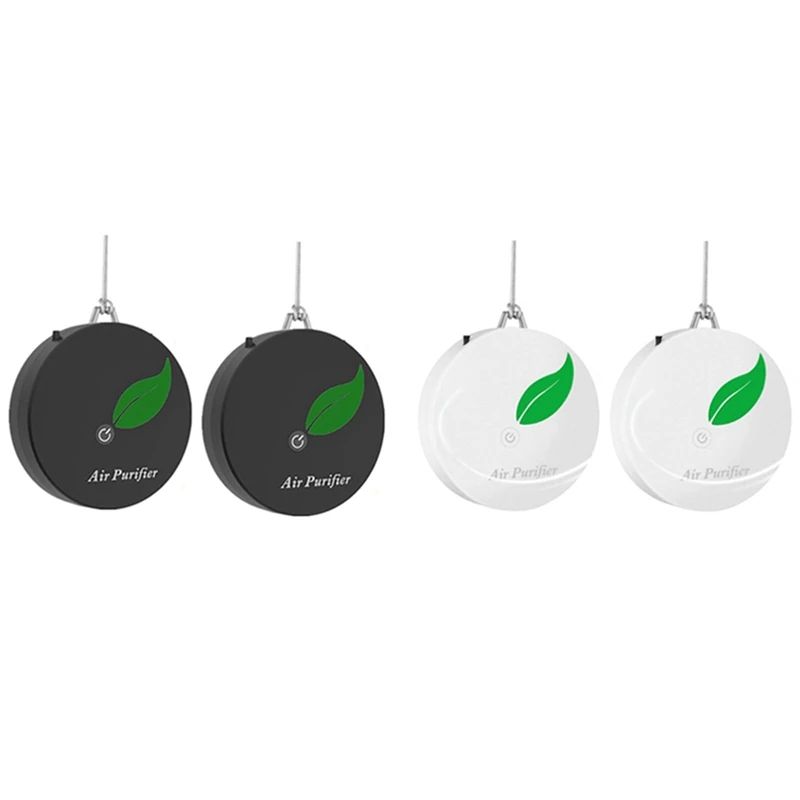 

2 Set Personal Wearable Air Purifier Necklace Mini Portable Air Freshner Ionizer Negative Ion Generator - White & Black