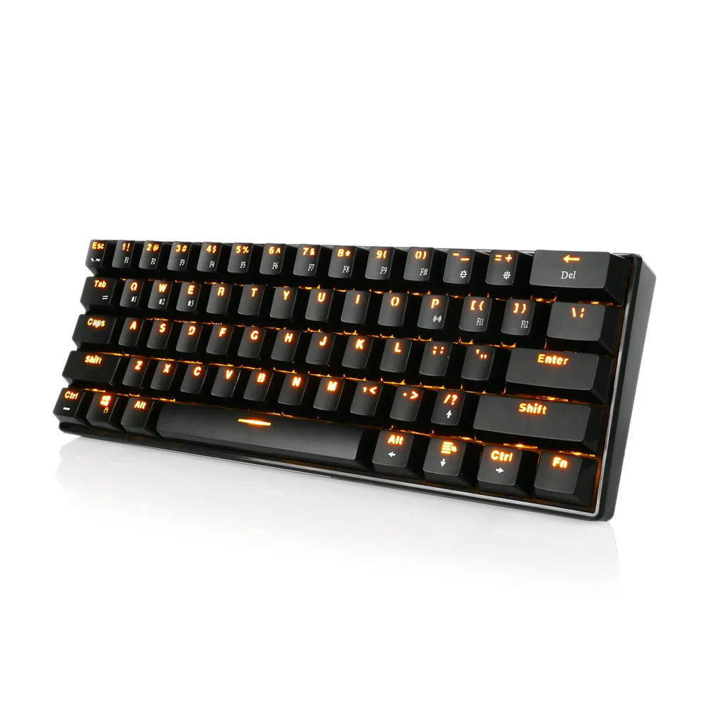 Yellow Backlit RK61 RGB мини Механическая игровая клавиатура Bluetooth USB клавиатура с подсветкой вишневая ось для окна MAC ноутбука для планшета и смартфона - Цвет: Yellow Backlit