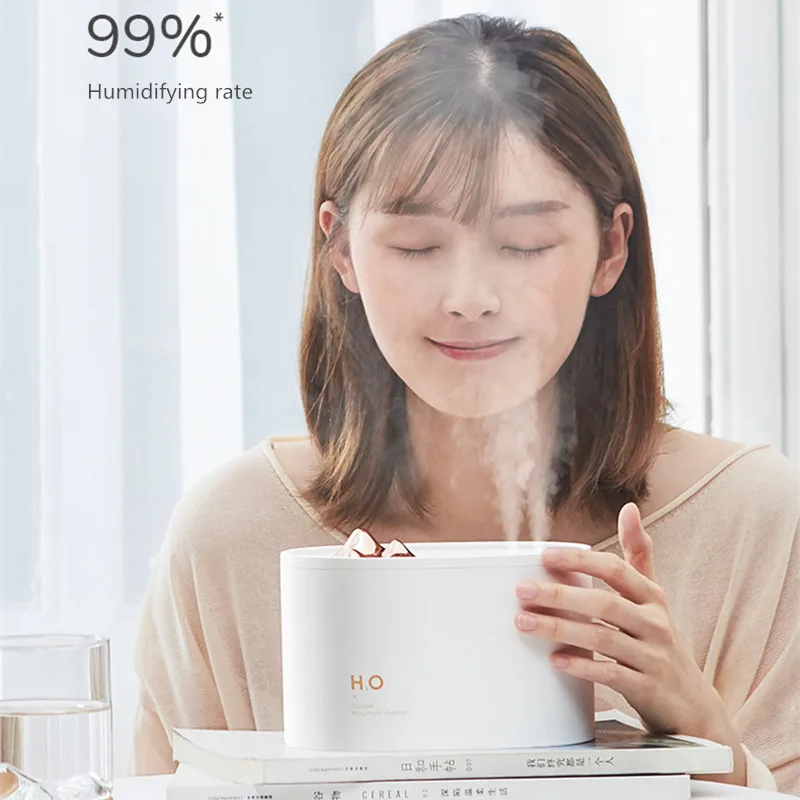 

1000ML Large Capacity Ultrasonic Air Humidifier 2 Mist Outlet USB Car Mist Maker Aroma Oil Diffuser Aromatherapy Humidifier Home