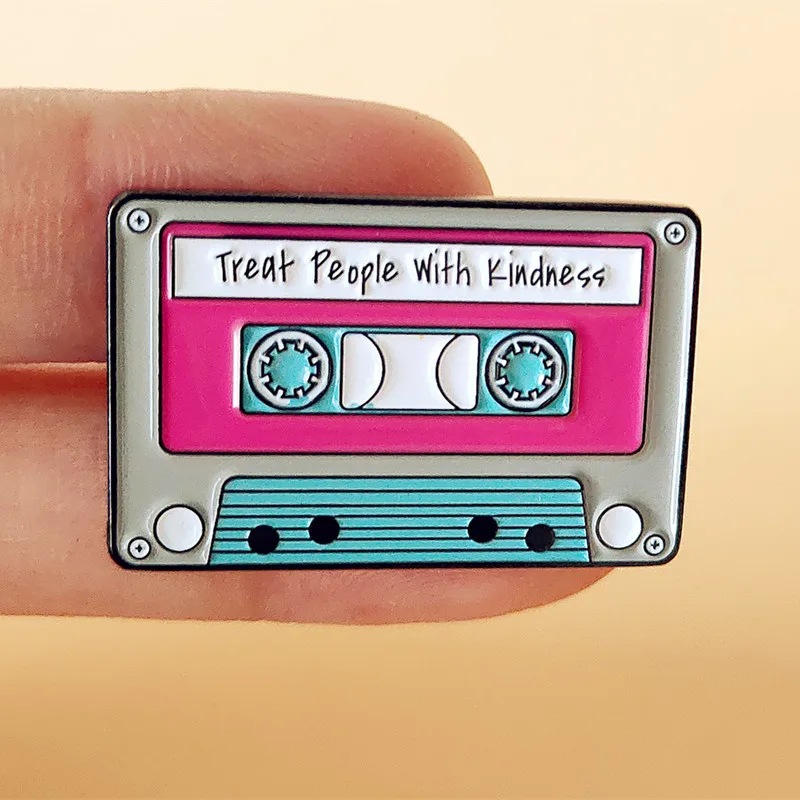 

Treat People With Kindness Cassette Tape Enamel Brooch Pin Lapel Hard Metal Pins Brooches Badges Jewelry Accessories Gifts