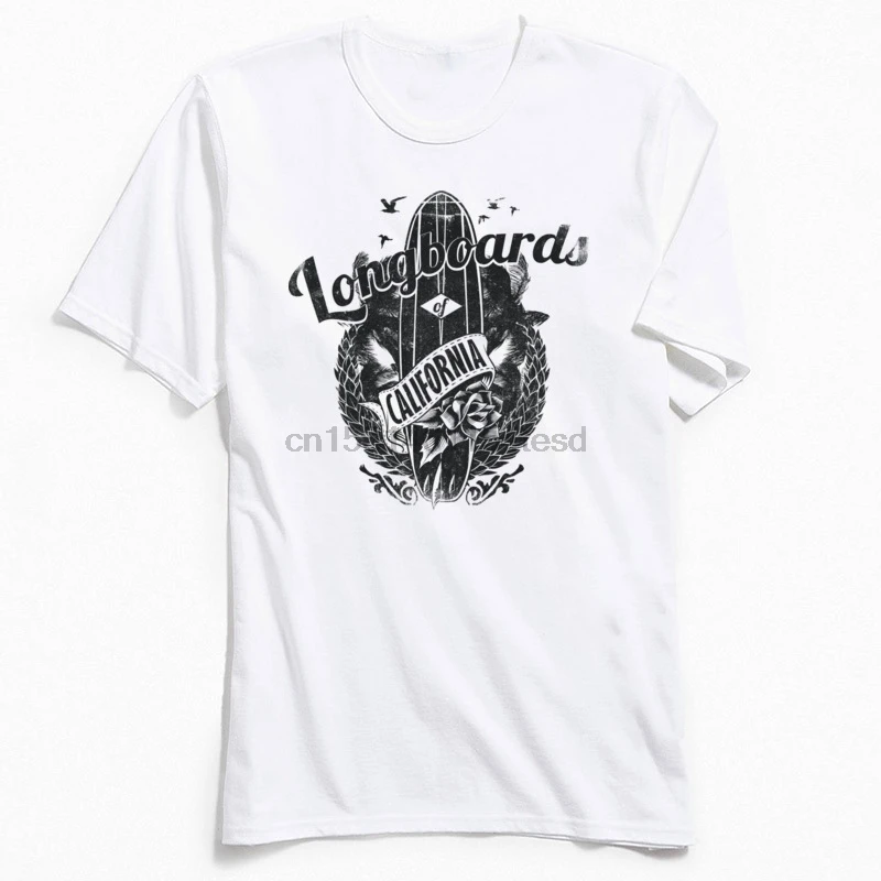 Футболка мужская из 100% хлопка с круглым вырезом и надписью скейтборд Калифорнии |
