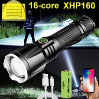16 core xhp199 led tactical lantern powerful flashlight usb 18650 rechargeable torch xhp50 zoom work fishing camping flash light