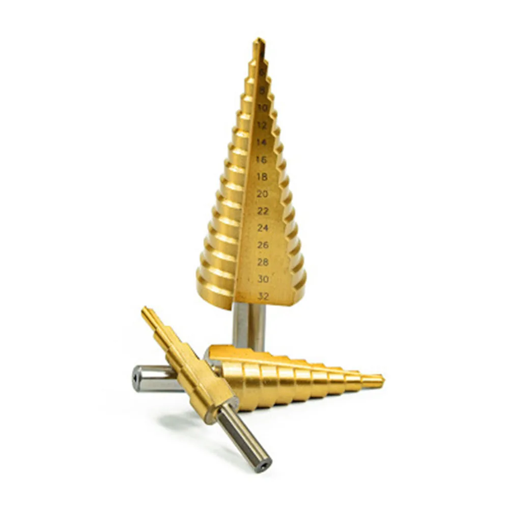 HSS 4-32 мм Покрытые титаном сверло-шаговик для сверления металла, высокоскоростной стальной деревянный отверстий резец конусный.