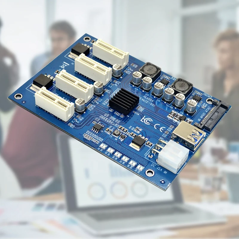 

Expansion Kit PCI-E X1 to 4PCI-E X16 1 to 4 Port PCI Express Switch Multiplier HUB SATA USB Riser Card for BTC Mining