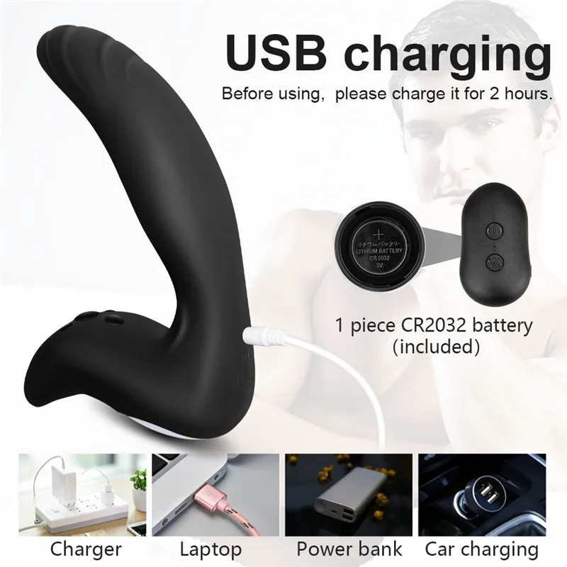 Анальная пробка Вибратор массажер простаты USB зарядка стимулятор медицинский