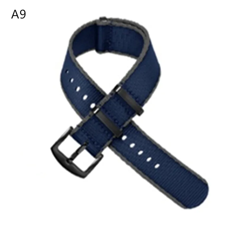 A9black Clasp Нейлоновый ремешок для наручных часов Nato военный французский парашют сумка эластичный мужской нейлоновый ремешок для часов 20 22 мм для кварцевых механических часов - Цвет ремешка: A9black Clasp