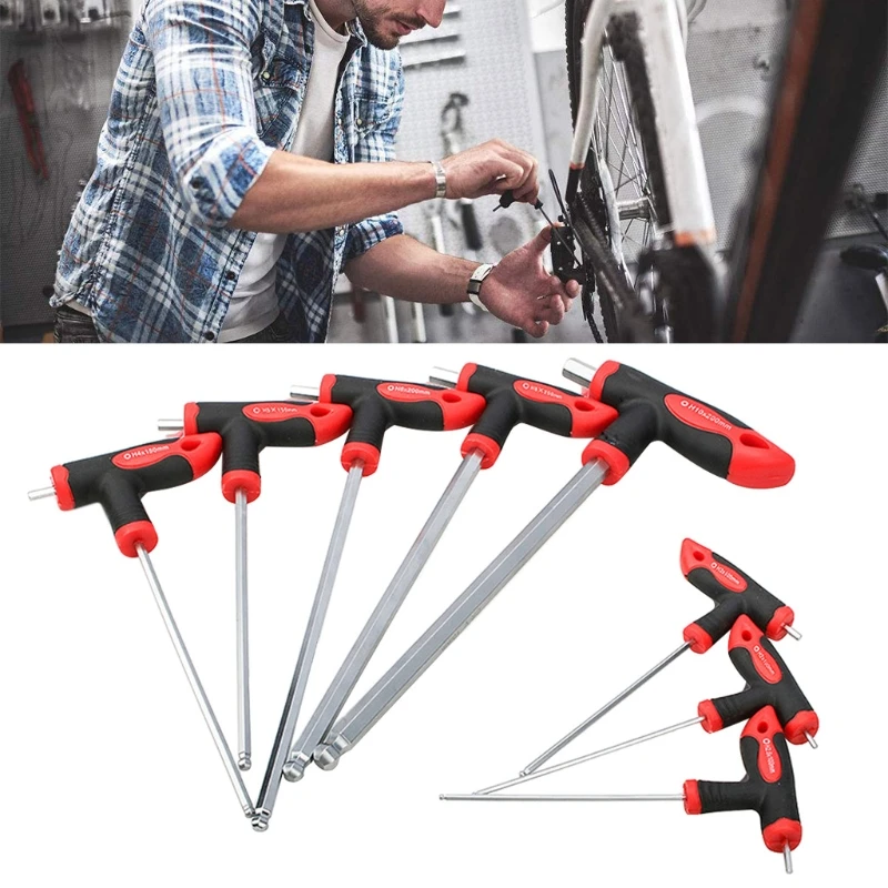 

T-handle Hex Key Set Standard Heavy Duty 8 Piece Household T-shaped Hex Tools Multifunctional Furniture