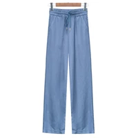 summer tencel denim wide leg pants womens new straight ice silk loose ultra thin all match casual jeans