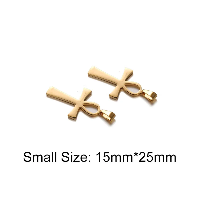 Gold Small Size 100 шт 25 мм* 40 мм розовое золото серебро 4 цвета Египетский Анкх из нержавеющей стали амулеты для изготовления ювелирных изделий DIY АНХ подвески аксессуары - Окраска металла: Gold Small Size