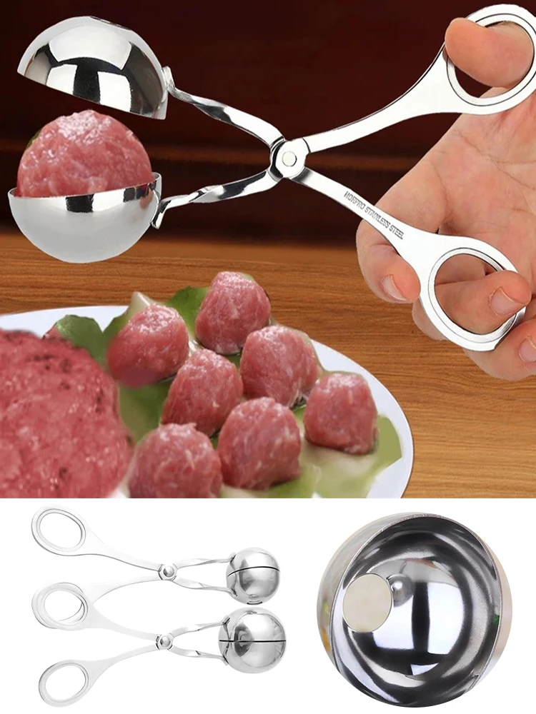 

2 Pcs Meatball Scoop Ball Maker Mold Stainless Steel Meat Baller Tongs Non-Stick Meatball Maker Cookie Scoop Meat Tools