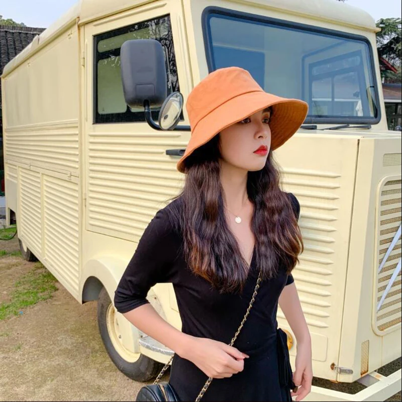 

Solid Big brim folding basin hat custom fisherman's hat female sunscreen Anti UV hat Sombreros De Mujer Women dropshipping