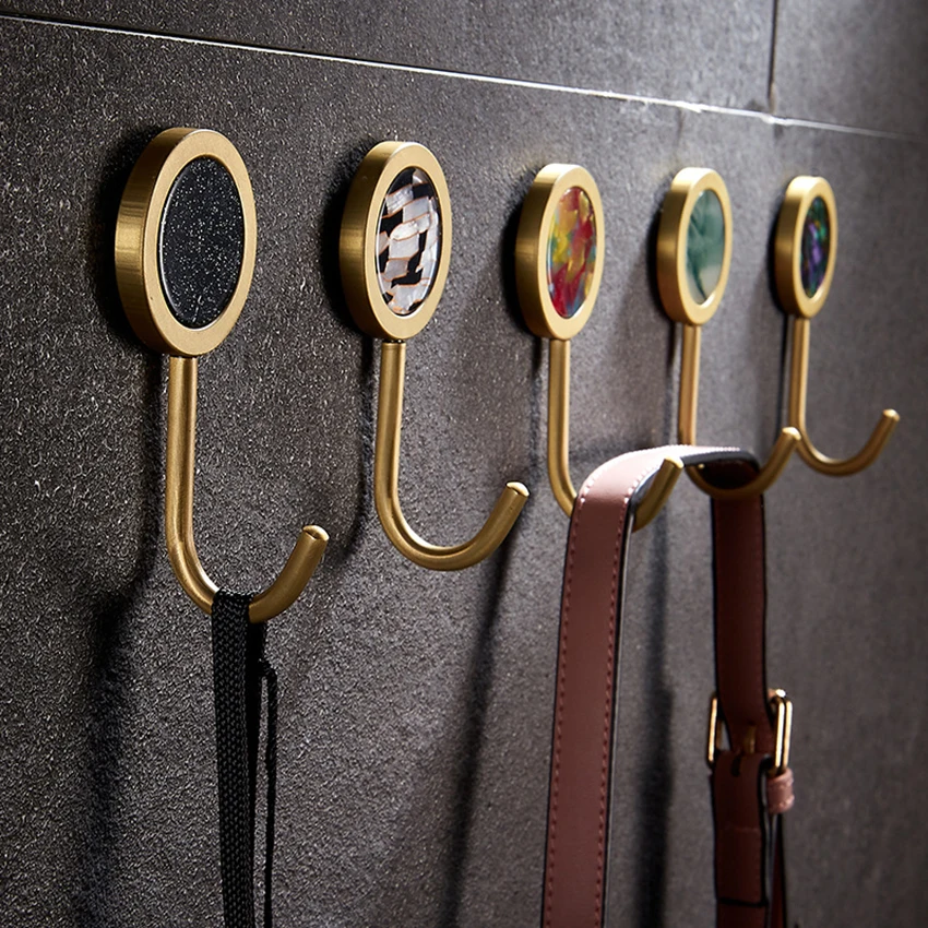 

1PC Copper Colorful Hanging Hooks Decorative Hook Wall Mounted Key Bags Hat Robe Hooks Rack Bathroom Towel Clothes Peg Hanger