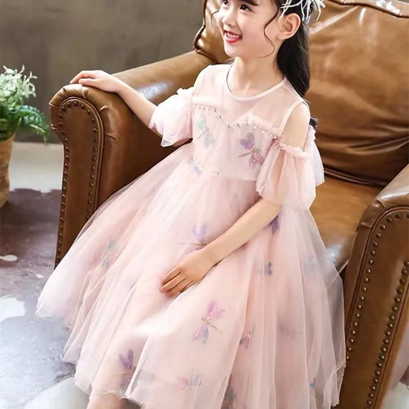 Многоцветные новые блестки 3D Стрекоза сетчатая ткань Сделай Сам детское платье