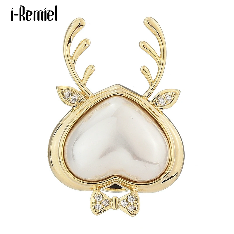 

Fashion Traceless Pearl Brooches Magnetic Button High-grade Deer Anti-light Shirt Collar Suit Pin Luxury Jewelry Christmas Gifts