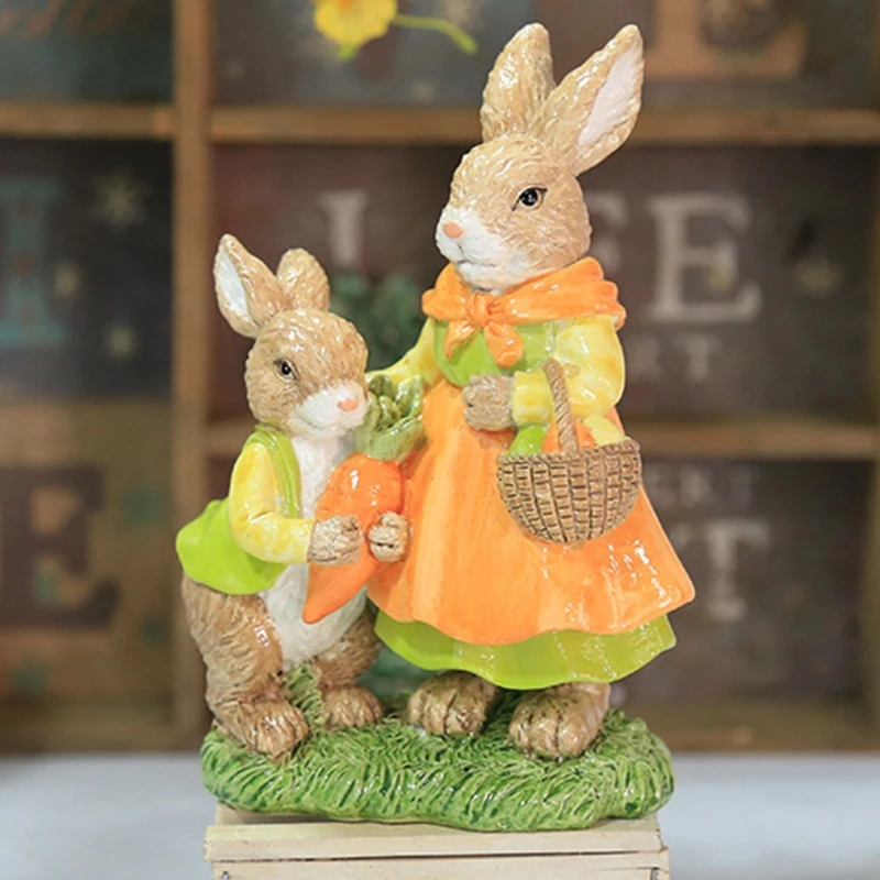 

Easter Rabbit Bunny Ornaments Micro Landscape Figurine Resin Craft Decoration