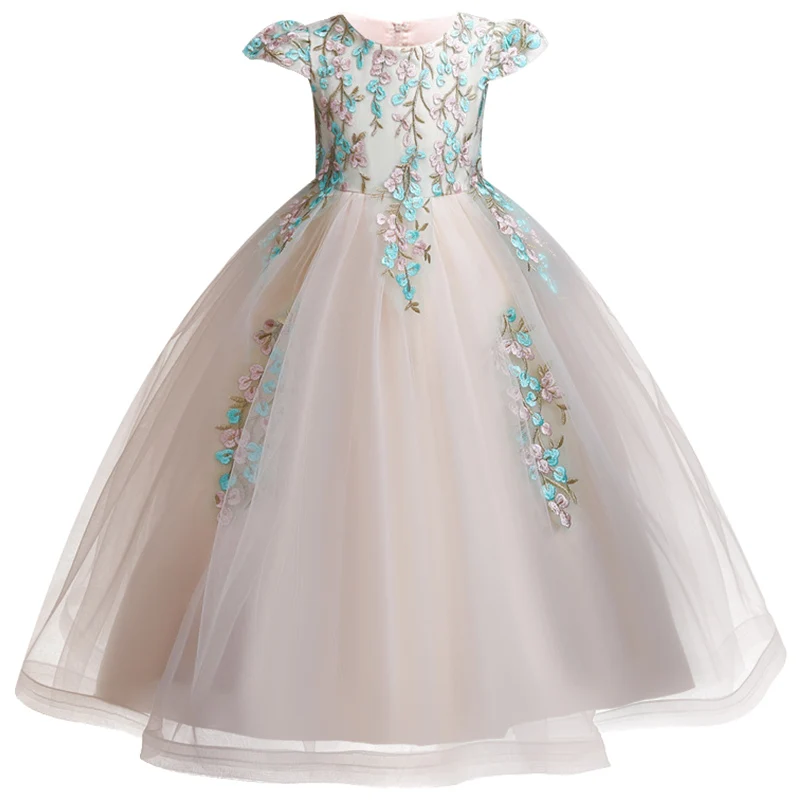 champagne Для девочек в цветочек, держащих букет невесты на свадьбе, платья, Вечеринка Винтаж праздничный простой фатиновый бальное платье для девочек, для свадьбы, для свадьбы, выступлений - Цвет: champagne