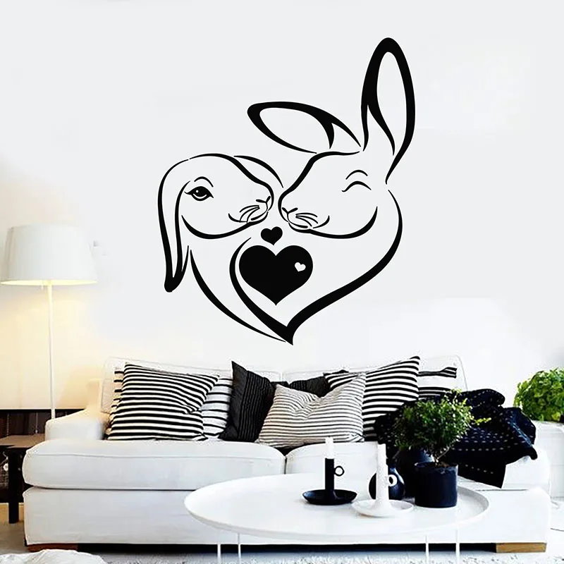 Абстрактный кролик наклейка на стене любовь животные дверь окно виниловые