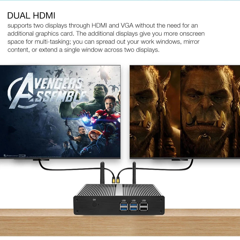 Безвентиляторный мини-ПК Core i3 7100U 4K HD i5 4200Y Celeron 3955U 2955U Windows 10 мини-компьютер NUC неттоп HTPC HDMI 6* USB minipc