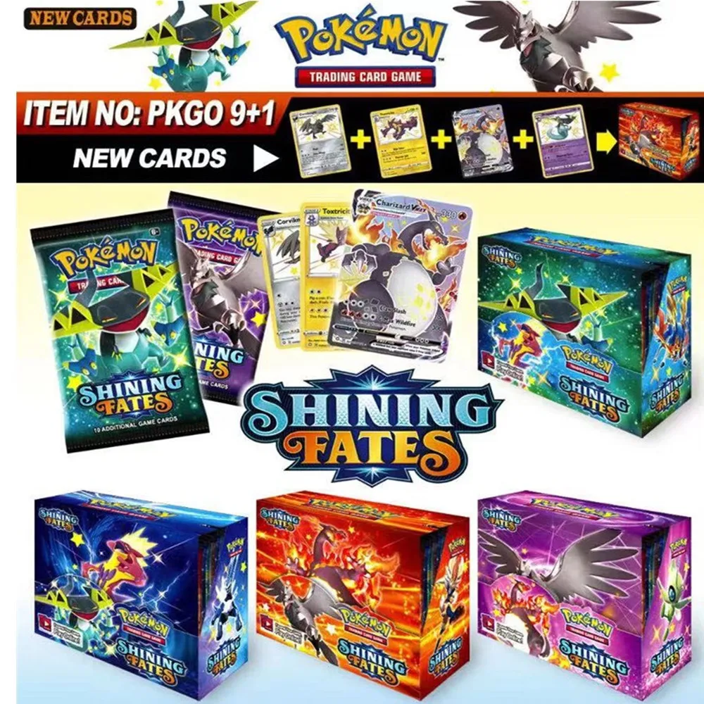 Cartas de Pokemon brillantes, colecci&oacute;n de juegos de batalla, gran oferta, 2021 Uds., Booster Box, 360-1