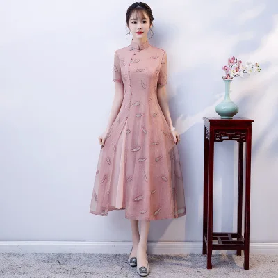 Женское шифоновое платье с коротким рукавом из Вьетнама Ao Dai | Тематическая