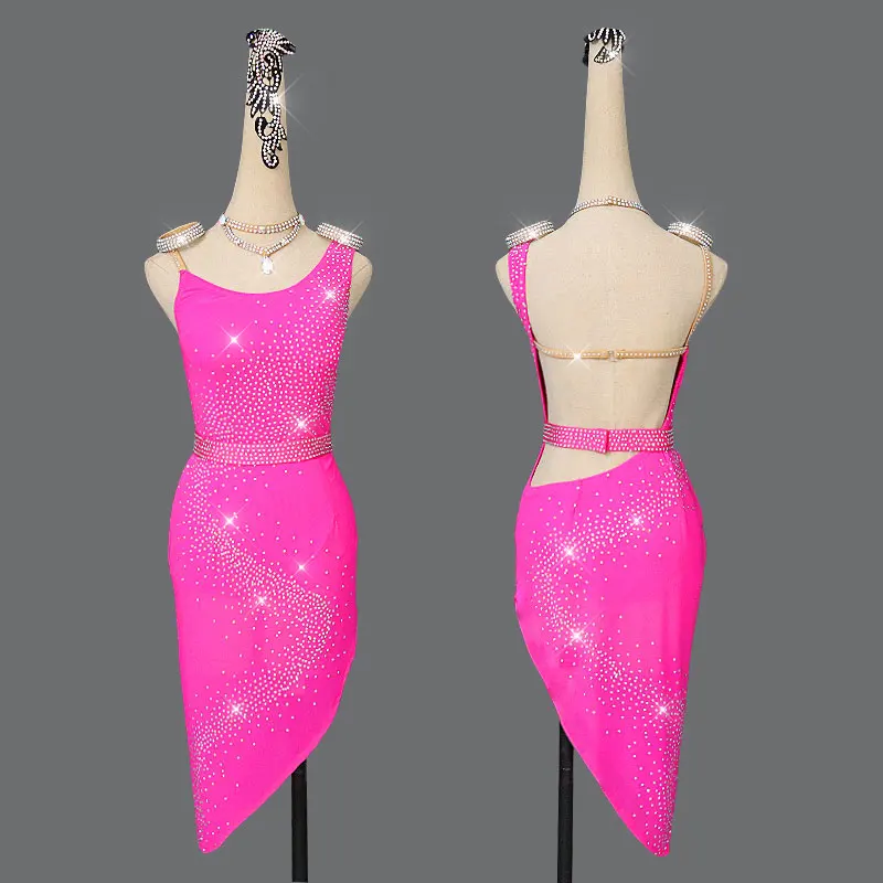 Костюм для латиноамериканских танцев Женский костюм соревнований с лямкой на