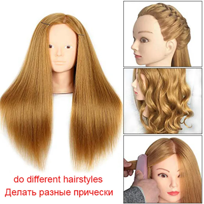 55-60CM Mannequin Doll Head for Hairstyles Human Hair And Synthetic Mixing Professional Styling Head Hot Curl Iron Straighten