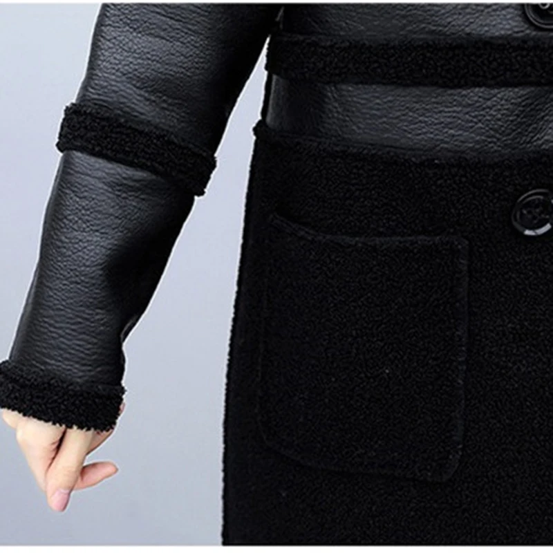 Куртка женская с бархатной подкладкой двусторонняя кожаная утепленная