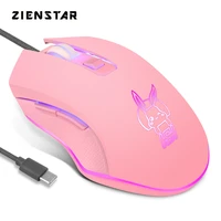 zienstar wired type c port mouse black pink mice adjustable dpi ergonomic design compatible with android windows ios