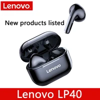 new lenovo lp40 wireless bluetooth earphones tws earbuds ip54 waterproof headset hifi wireless headset with mic sport ear buds