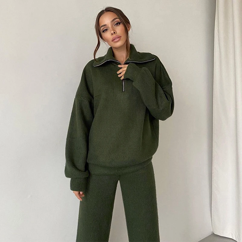 Женский однотонный спортивный костюм Sister Fara трикотажный свитер с воротником