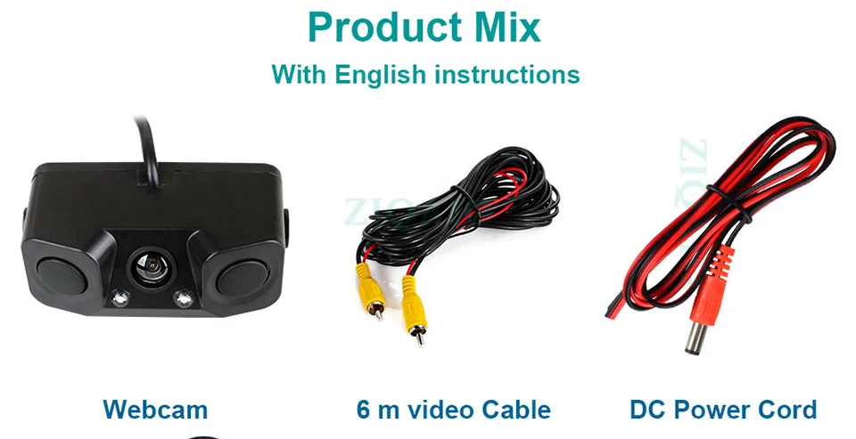 Car Rear View Camera 3 In 1 Dual Sensor Radar Sound Alarm Reversing Standby Camera Universal LED Lights Parking Camera HS042