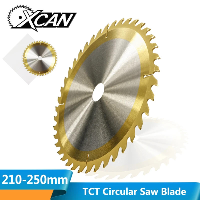 XCAN 1 шт. 210/250 мм 24/40/80 зубы деревянный отрезной диск оловянного покрытия карбида вольфрама TCT пила Лезвие Для Обработки Древесины Лезвие дисковой пилы
