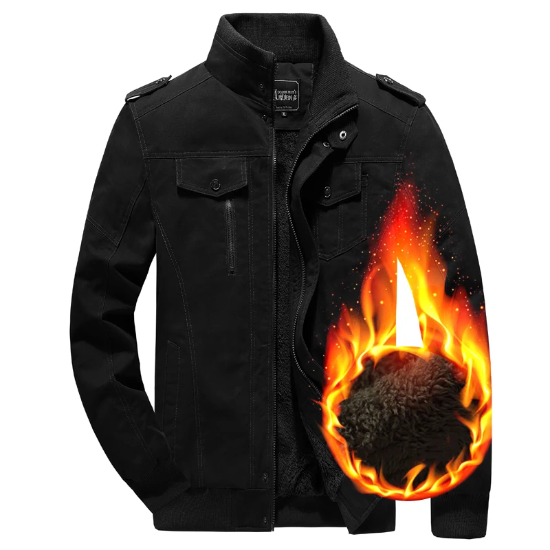 Мужская теплая куртка бомбер из хлопка с флисовой подкладкой|Мужские куртки| |