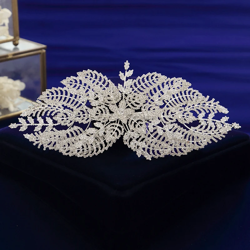 

Sparkling Leaves Crystal Bridal Barrettes Headbands Headpieces Wedding Hair Accessory Prom Headdress
