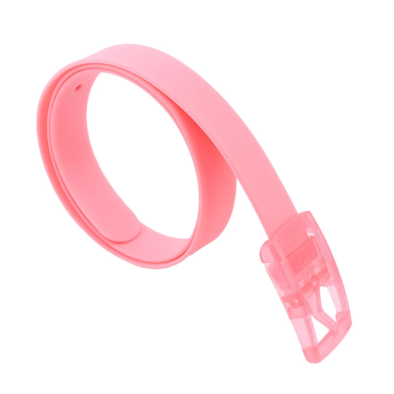 2023 Fashion Plastic Belt Friendly Candy Multi Color Silicone Rubber Belt Smooth Buckle For Women Men Adjustable images - 6
