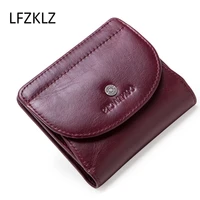 lfzklz fashion genuine leather women wallet female red color coin purse portomonee zipper and money bag lady mini card holder
