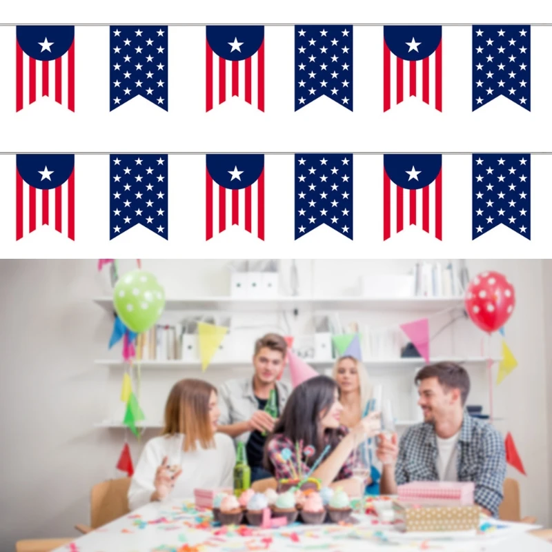 25 шт./строка подвесной флажок баннер на День независимости США Мемориал звезда