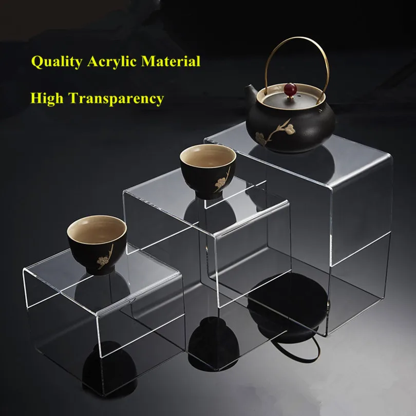 3 Pieces U Shape Table Clear Acrylic Display Risers Showcase Jewelry Display Stand Shelf Showcase Fixtures