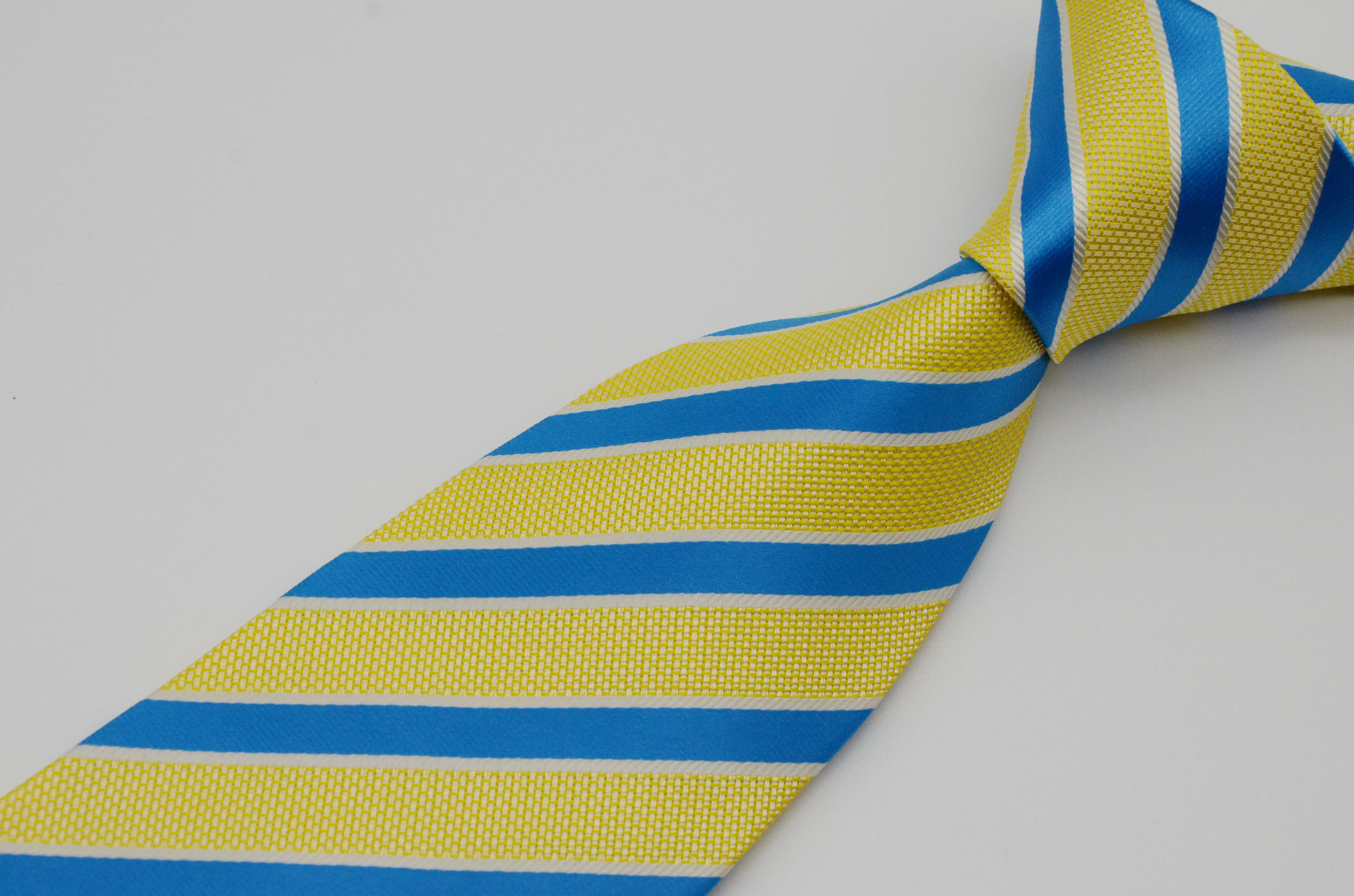 

Men's Striped Tie 100% Silk Yellow Blue Jacquard Party Wedding Woven Fashion Designers Necktie