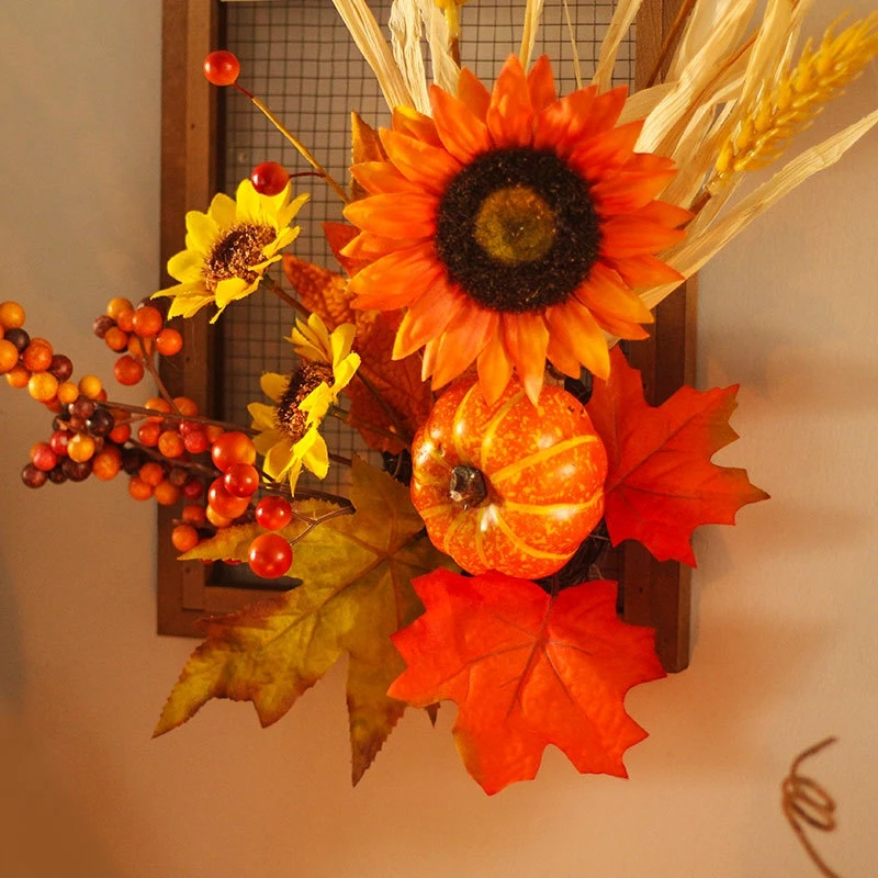 Halloween decorations Harvest festival simulation sunflower pumpkin photo frame garland home wall hanging door | Дом и сад