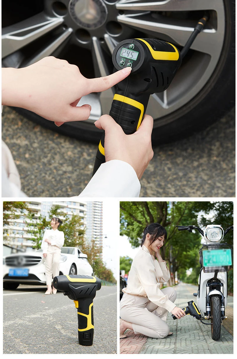 Беспроводной надувной насос 120 Вт перезаряжаемый воздушный компрессор батарея