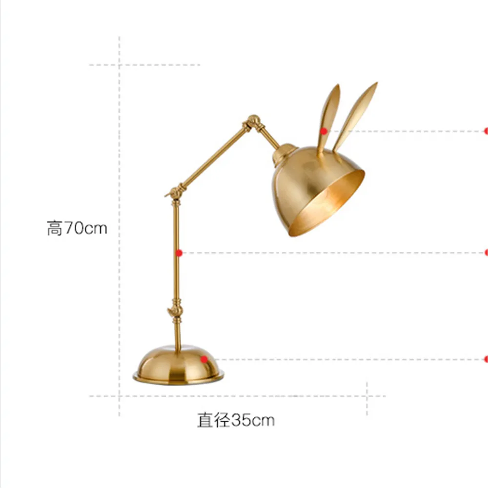 Металлический настольный светильник в виде кролика