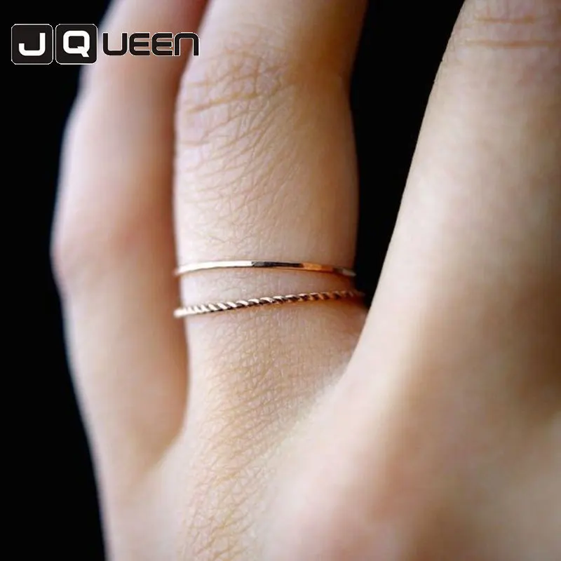 Новые модные золотые двойные кольца из сплава простые геометрические изящные Femme