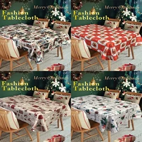 christmas decoration tablecloth cartoon elk pattern new year table cloth dustproof polyester cotton rectangular table cover