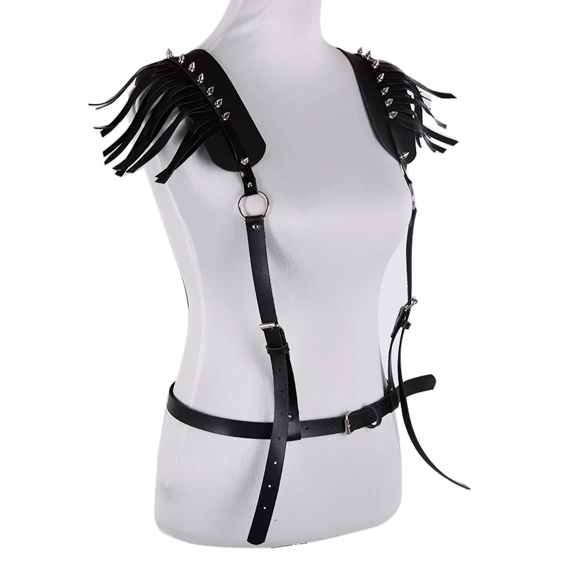 

Foreign Trade Cross-Border Sale Personality Punk Double Shoulder Lace Strap Waist Decorations Women's Belt PU Waist Seal Pin