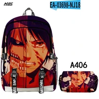 anime attack on titan 2pcsset backpack fashion girls boys schoolbag children cartoon waterproof backpack pen case travel bag