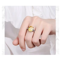 newest luxury wedding ring for women big yellow cubic zirconia shiny crystal paved charm engagement rings jewelry accessories